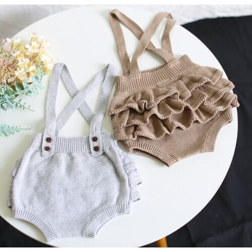 Baby Girls Knitting Romper Newborn Baby Girl Clothes Fashion Knitted Baby Romper Overalls Autumn Ruffles Sweater Overalls