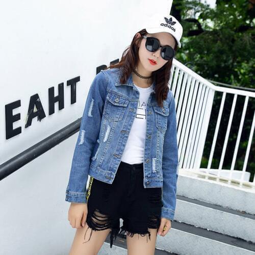 Women Basic Coats Spring autumn Women Denim Jacket 2018 Vintage Long Sleeve Slim Female Jeans Coat Casual Girls Outwear
