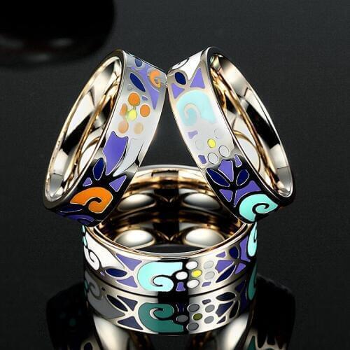 Blucome Jewelry Brand Stainless Steel Enamel Hand painting Hijab Shawl Scarf Scarves buckle clips Women Broaches Broch Pins
