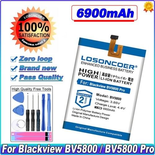0 Cycle 100% New LOSONCOER 6900mAh V685780P Battery For Blackview BV5800 Battery For Blackview BV5800 Pro Mobile Phone Battery