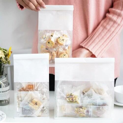20PCS Bread Packing Toast With Window Bag Baking Takeaway Food Candy Package Cake Hiraguchi Sandwich Bags Party Avoid Oil Clear