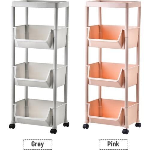 4-layer Storage Rack Kitchen Storage Trolley Rolling Cart Plastic Bathroom Organizer Living Room 3-layer Storage Shelf Rack