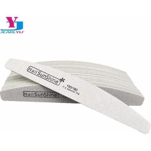 100 Pcs Brand Nail Sunshine Emery Board Wood Nail Files 100/180 Moon Professional Manicure File Nail Shaper Limas Nail Art Tools