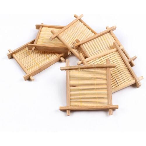 6pieces/lot Tea Bamboo Fun pad kung fu tea with natural bamboo tea coaster