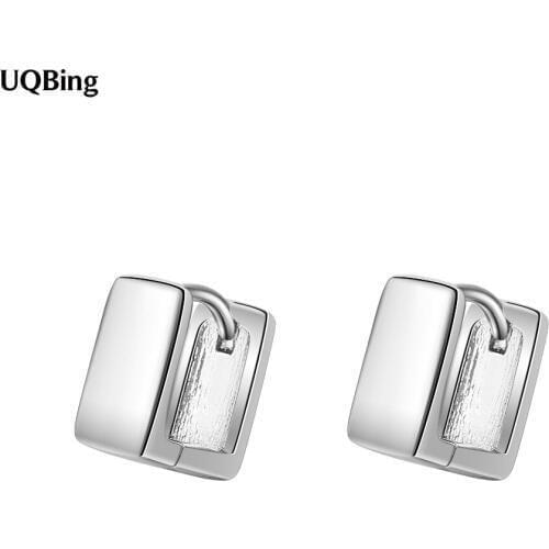 925 Sterling Silver Simple Square Clip Earrings For Women Ear Jewerly Birthday Gift