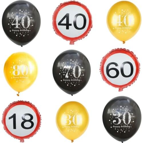 Birthday Latex Balloons Writting Number 16 18 30 40 50 60 70 80 90 years old Birthday Digital Balloons Decorations Supplies
