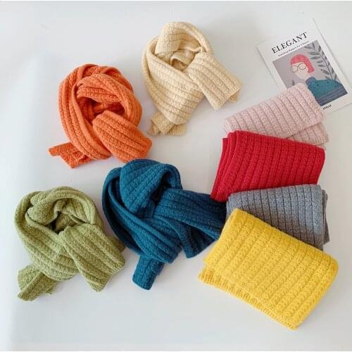 Japanese Style Wool Childrens Scarf Korean Autumn Winter Fashion Kids Knitted Scarf Candy Color Baby Boy Girl Warm Boys Scarf