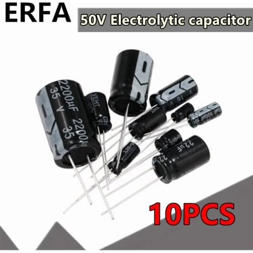 10PCS 50V Electrolytic capacitor 0.1UF 0.22uf 0.33uf 0.47uf 1uf 2.2uf 3.3uf 4.7uf 10uf 22uf 33uf 47uf 100uf 220uf 330uf 470uf