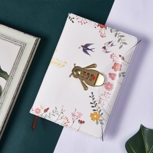 PU Leather A5 Diary With Lock Planner Refill Daily Journal Travelers Notebook Agenda Password Book Office School Stationery Gift