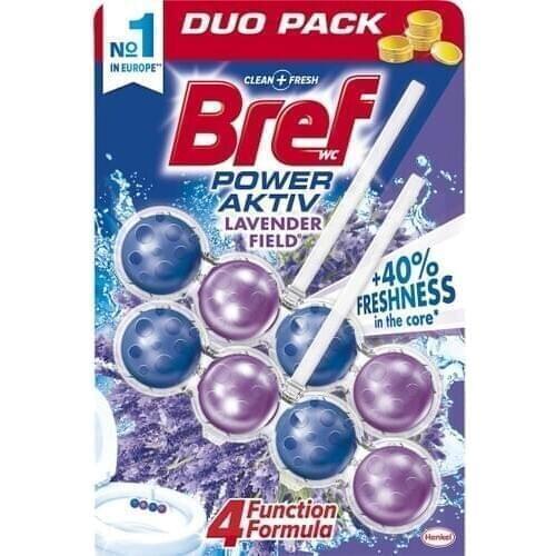 Bref Power Aktiv Solid Toilet Block Dual, Lavender Scented 2 x50gr