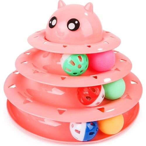 Roller Cat Toys 3 Level Towers Tracks Roller with Six Colorful Ball Interactive Kitten Fun Mental Physical Exercise Puzzle Toys
