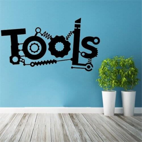 Tools Wall Decal Gears Cogs Wheels Mechanic wall sticker vinyl Garage Auto Car Repair window decor HJ1102
