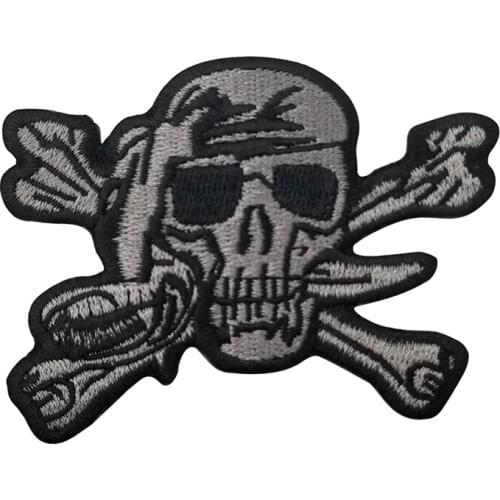 Custom Biker Motorcycle Embroidered Iron On Jacket Clothes Skull Chest Size Patches Badge
