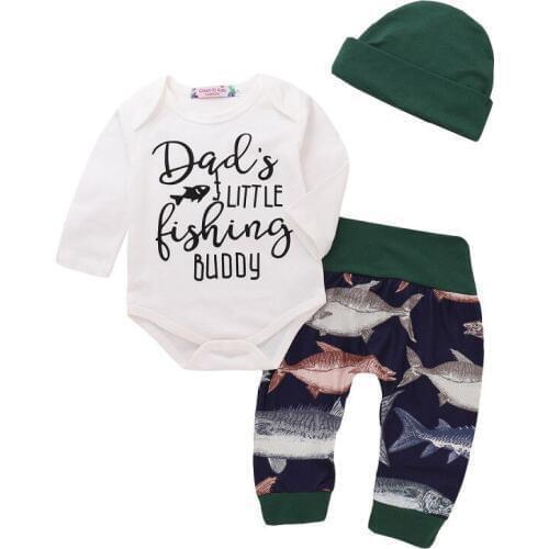 Citgeett Newborn Baby Boy Cotton Tops Buddy Romper Long Fish Pants Leggings Outfits Clothes Autumn Casual Set