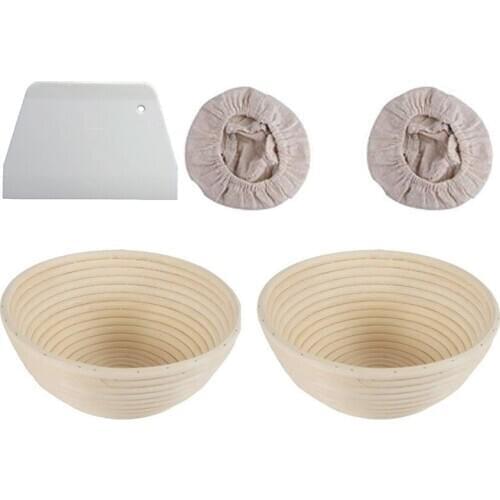 2 Pcs Round Bread Proofing Basket Natural Rattan Sourdough Proving Basket Professional Bread Proving Bowl Baking Bowl Dough Gift