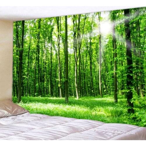 Beautiful natural sunny forest woods tapestry large wall hanging bohemian hippie wall decoration mandala wall art decoration