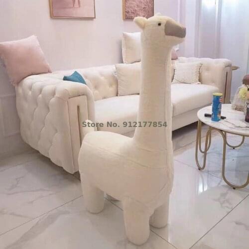 Creative Alpaca Shoe Changing Stool Nordic Living Room Decorative Stool Large Children Cute Pet Animal Sofa Stool Ottoman