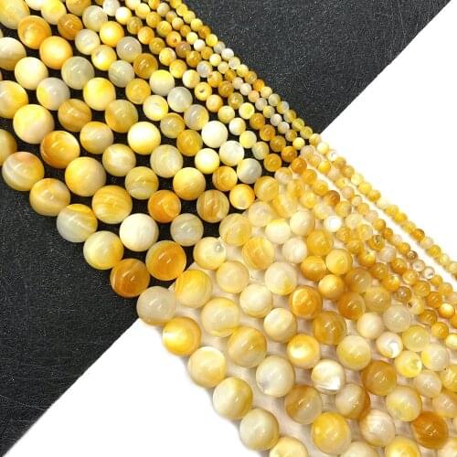 Natural Sea Shell Round Beads Golden Shell Mother-of-pearl 8mm for DIY Jewelry Making Fashion Necklace and Earring Accessories