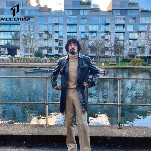 Embroidered Belted Vegetable Tanned Goatskin Leather Jacket