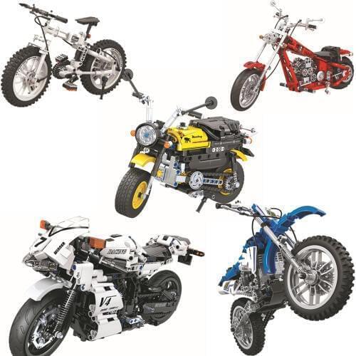 MEOA NEW TECHNIC Series 5 Styles Racing Motorcycle Cross Country Motorbike Mountain Bike Building Blocks Bricks Construction Toy