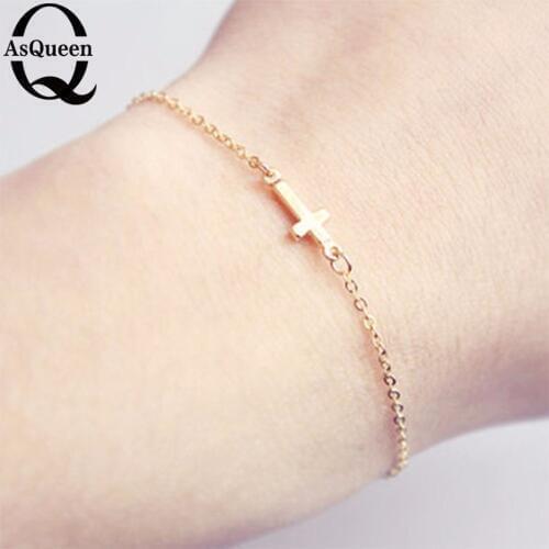 Jesus Christian Metal Women Men Horizontal Sideways Cross Bracelets Silver Charm Keepsake Girl Baby Bracelet