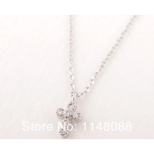 Fashion hotting sale silver plated Rhinestone crystal Cross Necklace