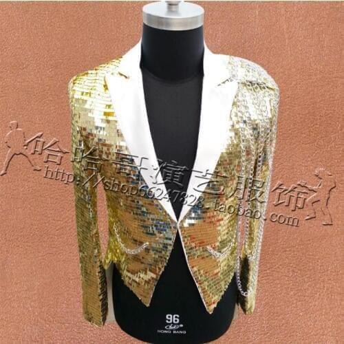 Tuxedo Suits Mens Designs Singers Masculino Homme Terno Stage Men Sequins Blazer Dance Clothes Jacket Star Style Dress Punk