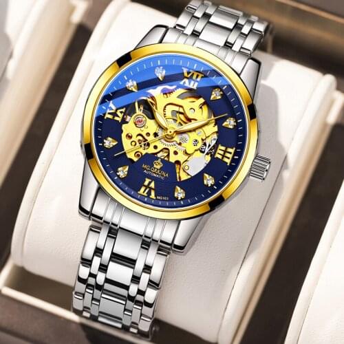 New Arrival MG.ORKINA Mens Watches 2021 Luxury Skeleton Brand Stainless Steel Band Automatic Mechanical Watches Men Watch Clock