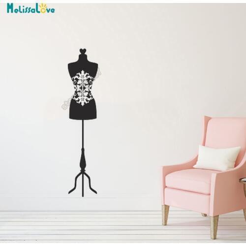 Cheongsam Clothes Stand Mannequin With Scrolled Pattern Cloth Shop Girls Bedroom Home Decal Removable Vinyl Wall Sticker B582