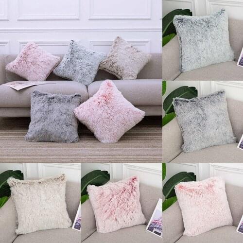 Plush Pillow Case Square Pillow Case Bedside Cushion Gradually Changing Color Cushion Cover Home Textile Products