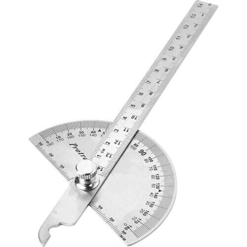 Adjustable 15cm 180 Degree Protractor Multifunction Stainless Steel Roundhead Angle Ruler Mathematics Measuring Tool