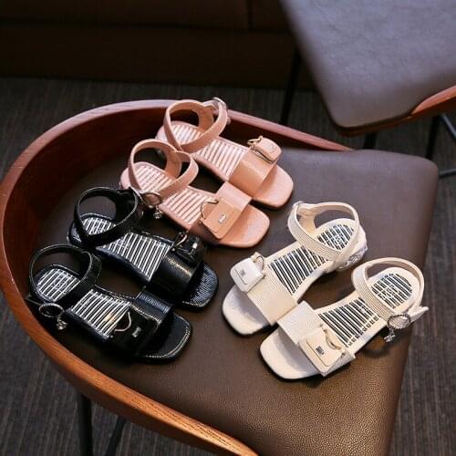 Children sandals 2021 Summer New Fashion style Patent leather sandals Princess Cute Bag Soft sole sandals Pink White Black shoes