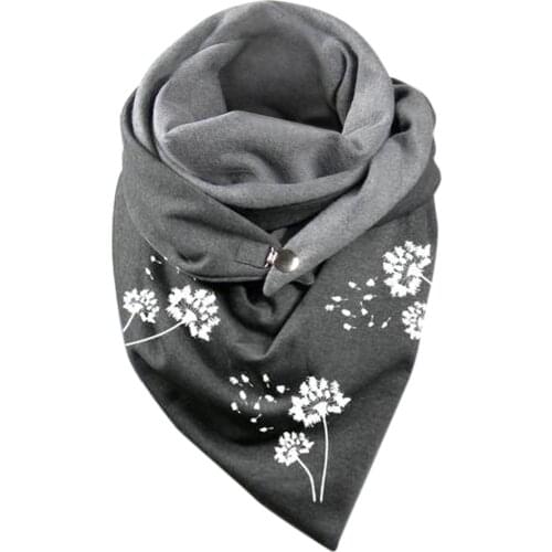 Casual Scarves Women Dandelion Printing Button Soft Wrap Scarves Shawls Outdoor Windproof Scarf Winter Warm Neckerchief Shawl L3