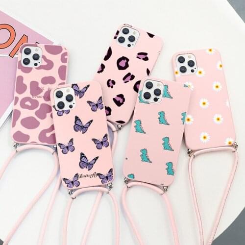 Silicone Crossbody Necklace Phone Case For iPhone 12 11 Pro Max Mini XS XR X 8 7 6 6s Plus 5 5s SE 2020 Lanyard Cord Strap Cover