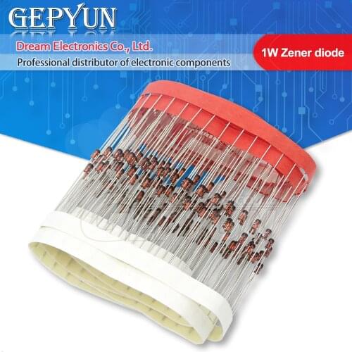 100pcs 1W Zener diode DO-41 3V 3V3 3V6 3V9 4V3 4V7 5V1 5V6 6V2 6V8 7V5 8V2 9V1 10V 11V 12V 13V 15V 1N4733A 1N4742A 1N4728A