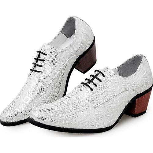 Brand Mens Shoes Height Increased Formal Oxfords Bling High Heels Wedding Shoe Soft Leather Lace Up Casual Dress Business Shoes