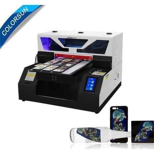 Colorsun Touch screen automatic LED Flatbed UV Printer A3 with UV Ink for Phone case wood glass printing machine A3