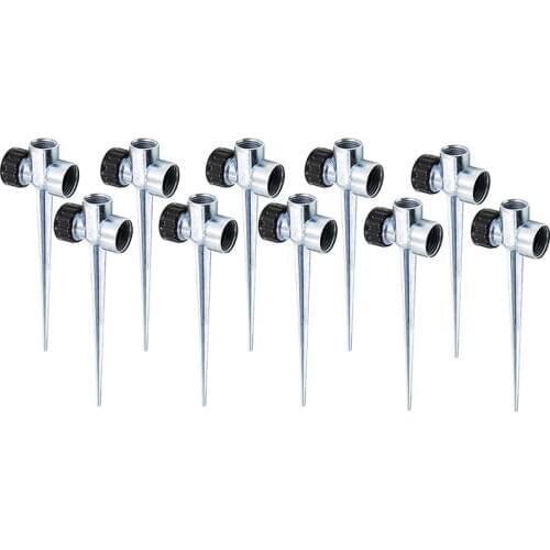 10 Pack 1/2 Inch Flow Thru Lawn Sprinkler Spike Base, Watering Sprinklers for Yard, Lawn and Gr Irrigation
