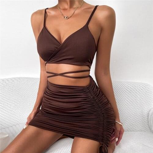 Women Summer Mini Bodycon Spaghetti Strap Sleeveless Sexy Shirring Folds Lace-Up White Cut Out Backless robe femme платье летнее