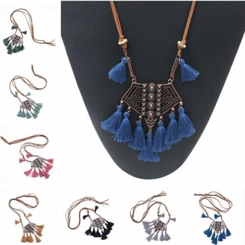 NUNCAD Retro Exaggerated Bohemian Dance Geometric Diamond Tassel Necklace Female Sweater Chain