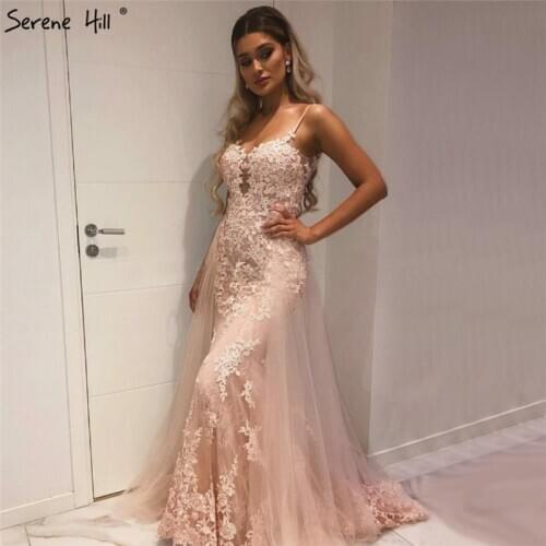 Pink Sexy Sweetheart Mermaid Prom Dressese Sleeveless Handmade Flowers Prom Gowns 2020 Serene Hill BLA60913