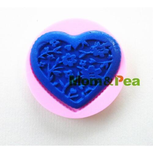 Mom&Pea 0930 Free Shipping Floral Heart Shaped Silicone Mold Cake Decoration Fondant Cake 3D Mold Food Grade
