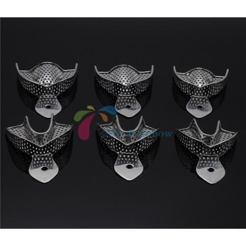 1/Set Dental Lab Green Impression Trays & 1/Set Stainless Steel Impression Trays Dental Tools