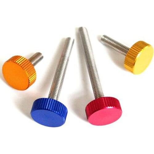 10pcs M5 circle hend flat hair knurled hand screw decoration handle screws blue silver black copper color gold