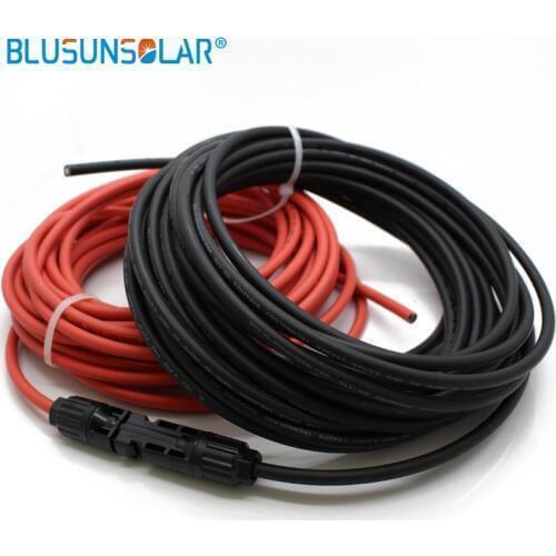 2 pec/lot SolarCable PV Wire Extension with SOLAR Connector Solar PV Cable Copper Wire 6/4/2.5 mm2 10/12/14 AWG