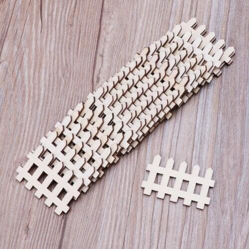 M17D 25pcs Cut Wooden Fence Embellishment Wooden Shape Craft Wedding Deco