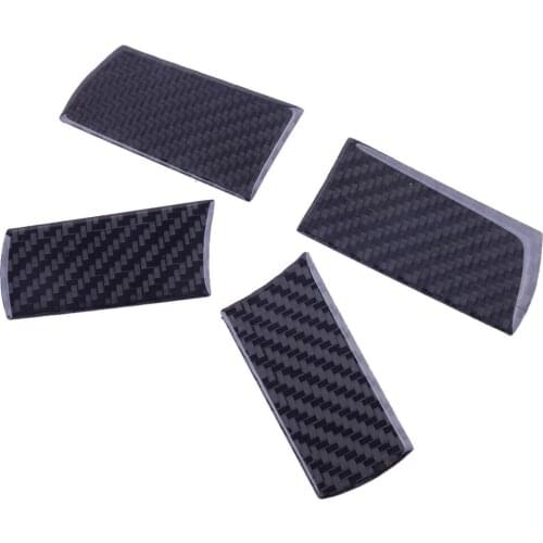 4Pcs Car Carbon Fiber Black Front Steering Wheel Button Cover Trim Sticker Fit for Dodge Challenger 2010 2009 2008