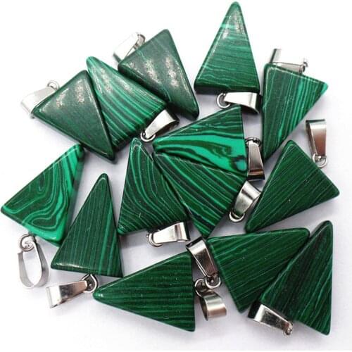 50Pcs 20x15x6mm Wholesale Green And Black Malachite Triangle Pendant Bead DIY Earrings Jewelry Accessories S595