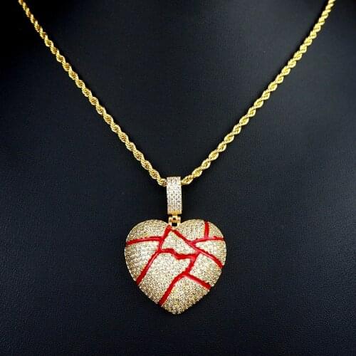 Micro-zircon copper accessories hip-hop Europe and America men and women general neutral pendant necklace Heart shining accessor