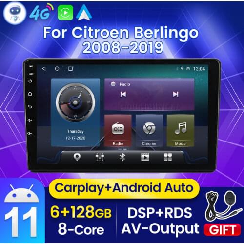 Dsp RDS Car Radio Multimedia Video Player Navi GPS For Citroen Berlingo 2 B9 2008 2009 -2019 Android 11 Auto Stereo BT 5.0 4G FM
